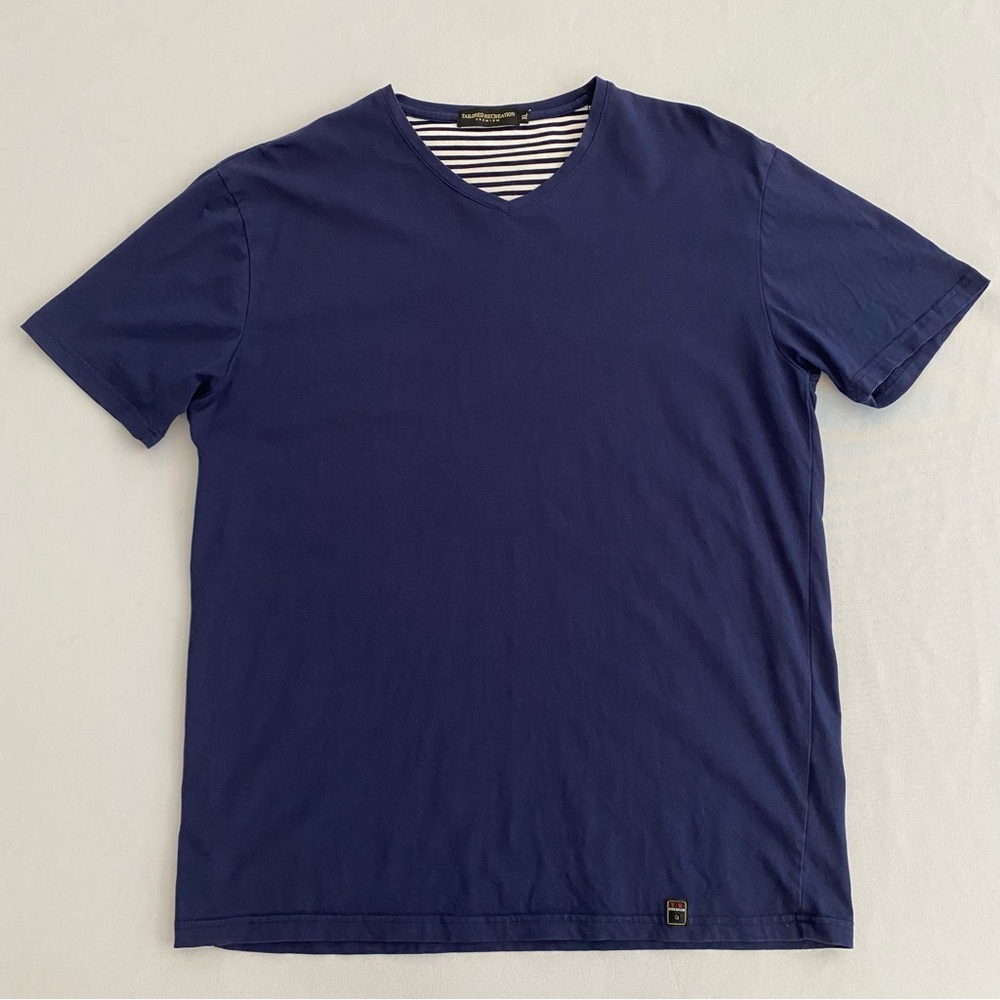 Tailored Recreation Men’s T-Shirt Tee XL Premium V-Neck Navy Classic Masculine